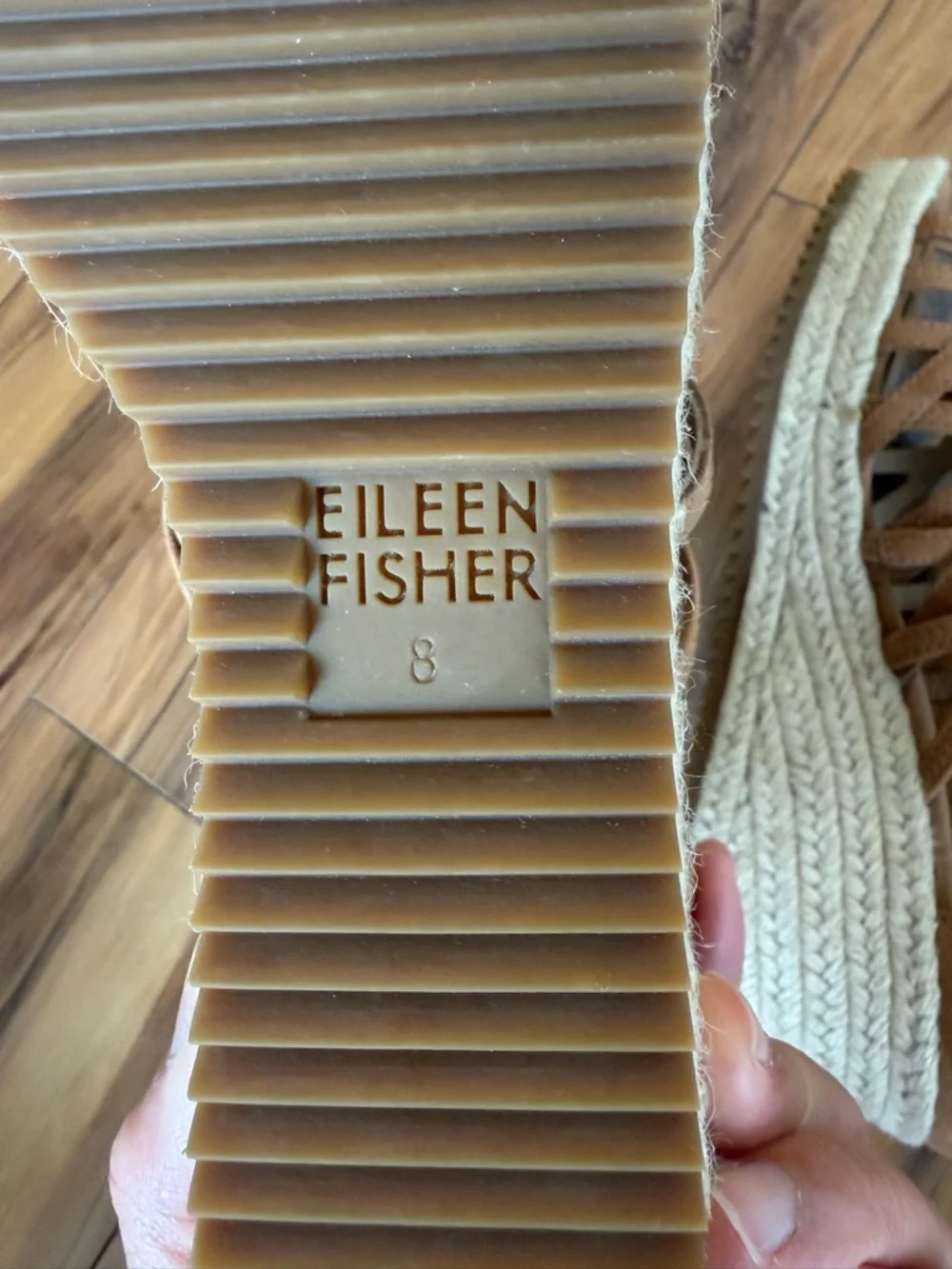 Eileen Fisher Tan Crisscross Espadrille Wedge Sandals